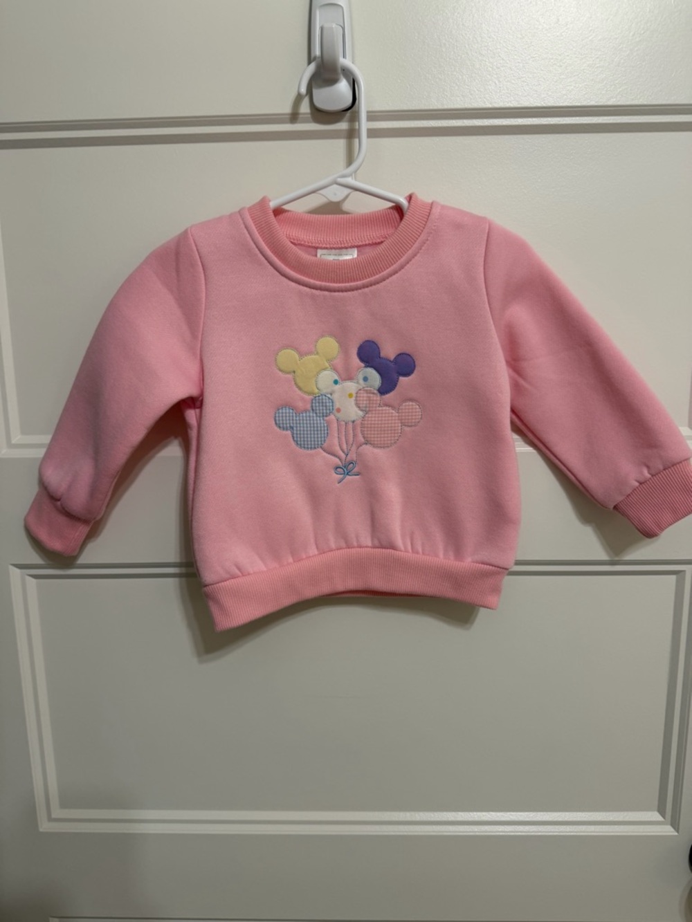 Pink Crewneck Sweatshirt with Disney Balloon Appliqué
